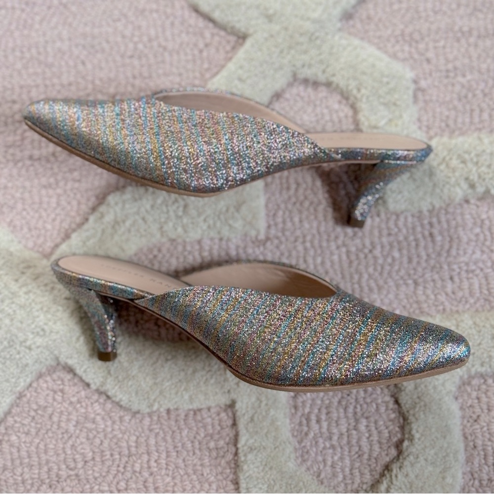 LOEFFLER RANDALL | JUNO DESIGNER LUXURY PASTEL METALLIC RAINBOW MULES - Picture 2 of 5